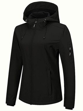 Hooded Rain Jacket Waterproof Windbreaker NEW Black Women's Size XL